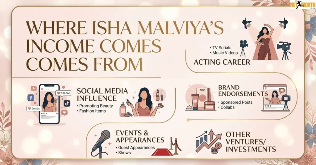 Where Isha Malviya's Income Comes From